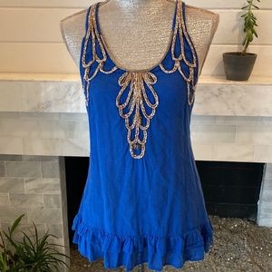 Sea blue FP gold accent braided top